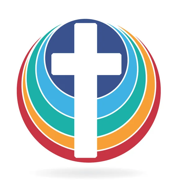 Логотип креста и радуги — стоковый вектор