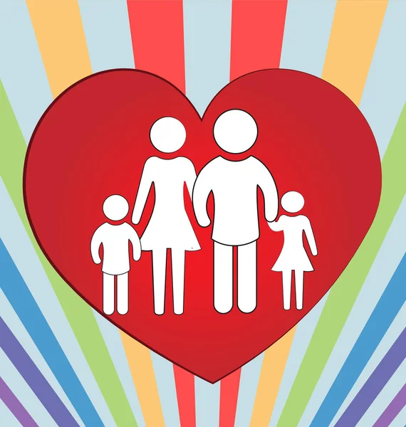 พื้นหลังโลโก้รักหัวใจครอบครัว — ภาพเวกเตอร์สต็อก