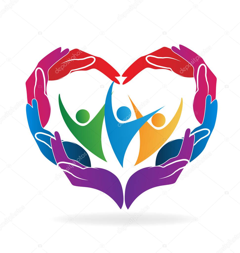 Logo hands of love helping people 