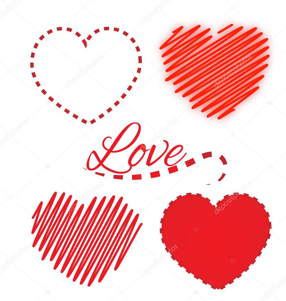  Valentine heart love set vector logo
