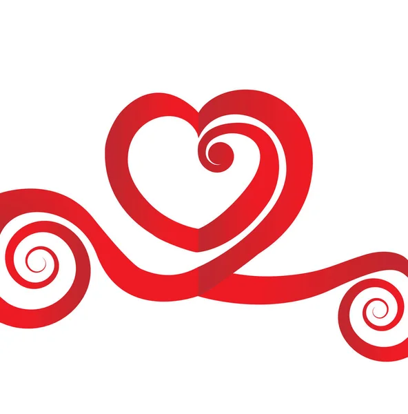 Αγάπη Swirly καρδιά κορδέλα σύμβολο διάνυσμα λογότυπο — Διανυσματικό Αρχείο