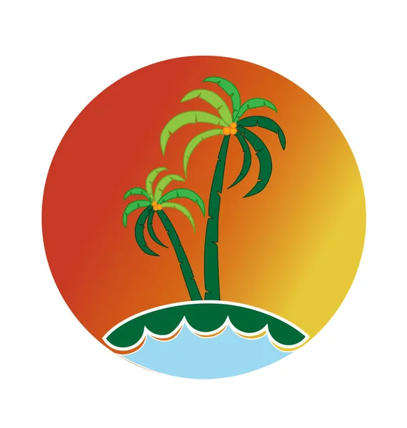 Tropical île paradis logo vecteur — Image vectorielle