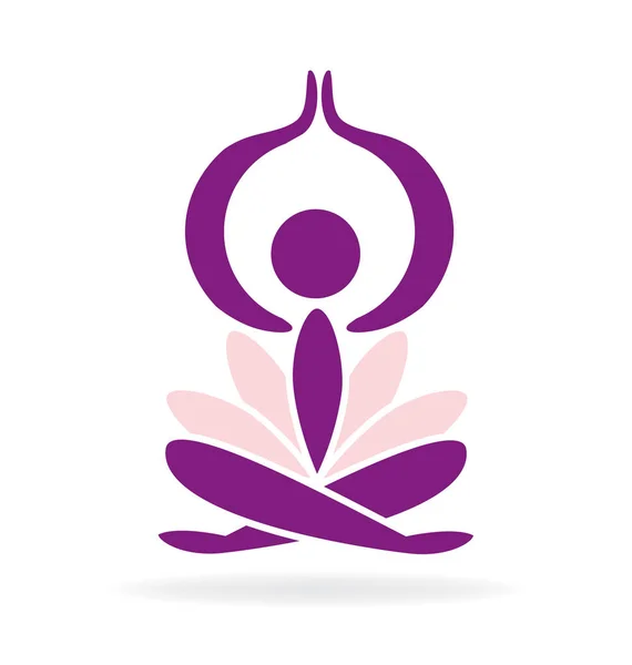 Logotipo yoga loto hombre — Vector de stock