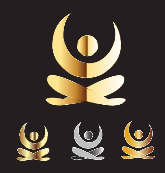 Set logo yoga oro — Vector de stock