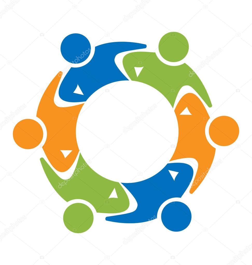 Teamwork hug people logo