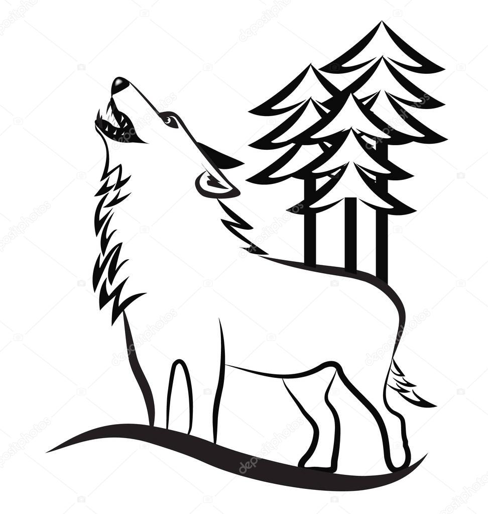 Wolf silhouette vector image