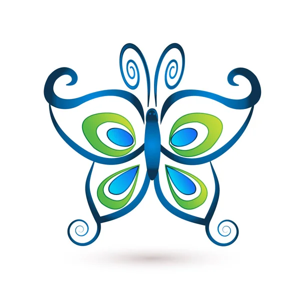 Logo mariposa azul — Vector de stock