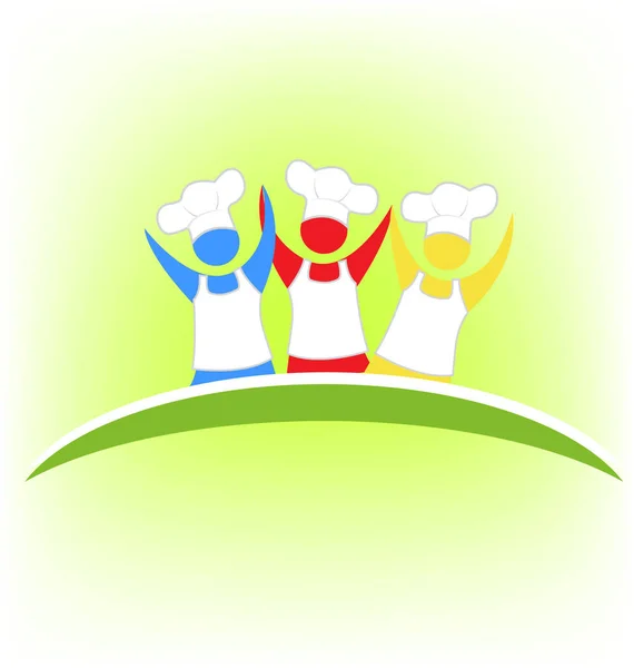 Chef logo icono de trabajo en equipo — Vector de stock