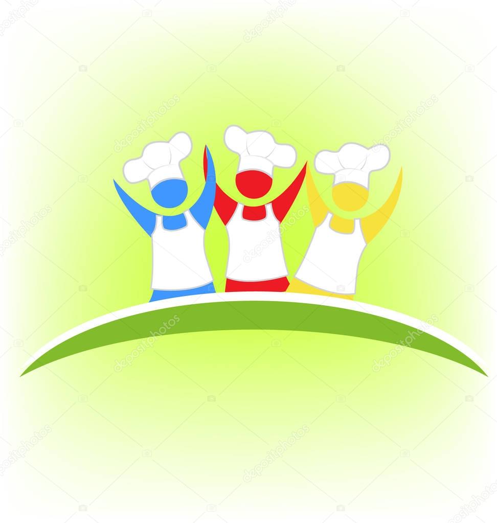 Chef teamwork professional cook icon logo vector image