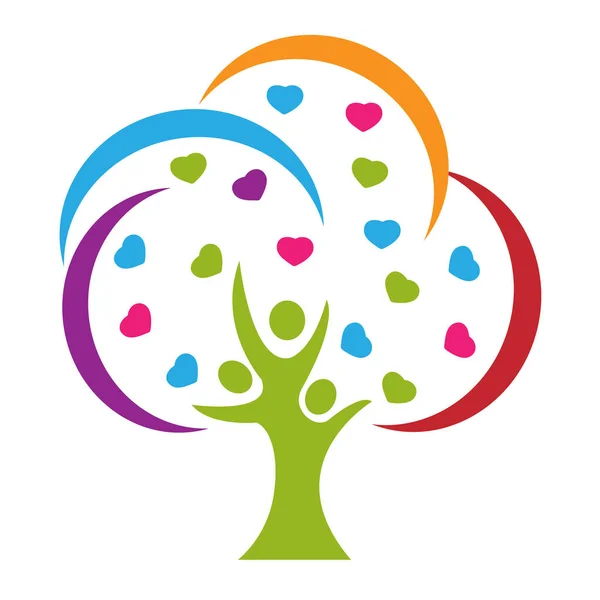 Árbol personas amor logo vector — Vector de stock