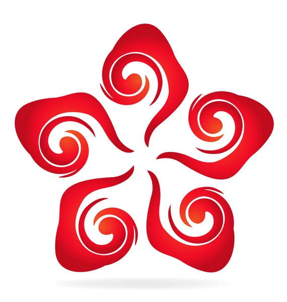 Logotipo de flor roja remolino — Vector de stock