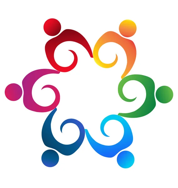 Teamwork-Logo wirbelt Menschen durcheinander — Stockvektor