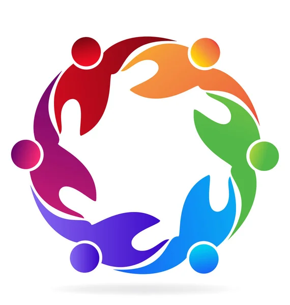 Teamwork knuffelen mensen logo — Stockvector