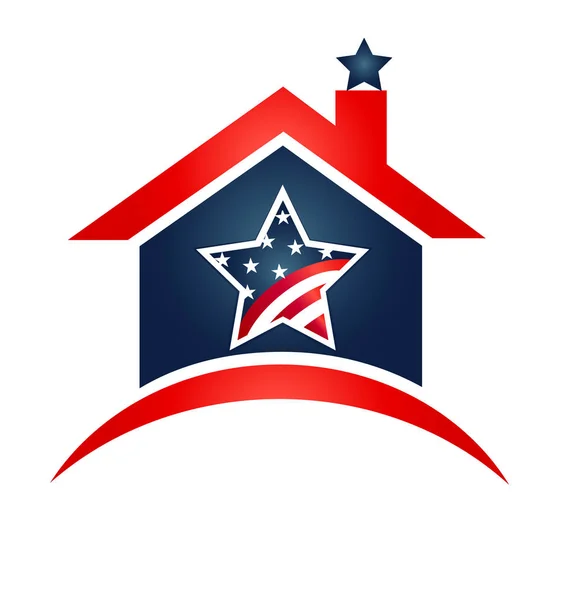 Dům Usa vlajka logo — Stockový vektor