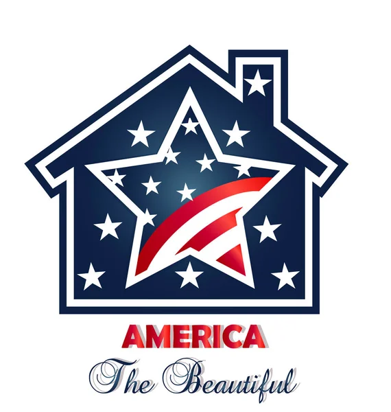 Logo patriottico casa americana — Vettoriale Stock