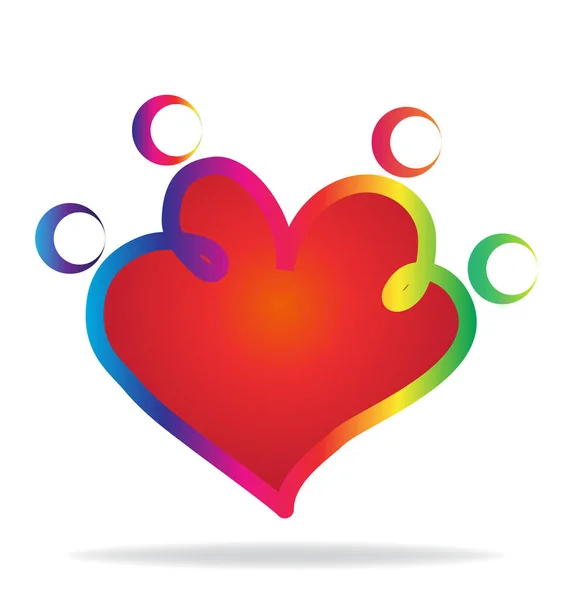 Aile anahat kalp şekli logosu — Stok Vektör