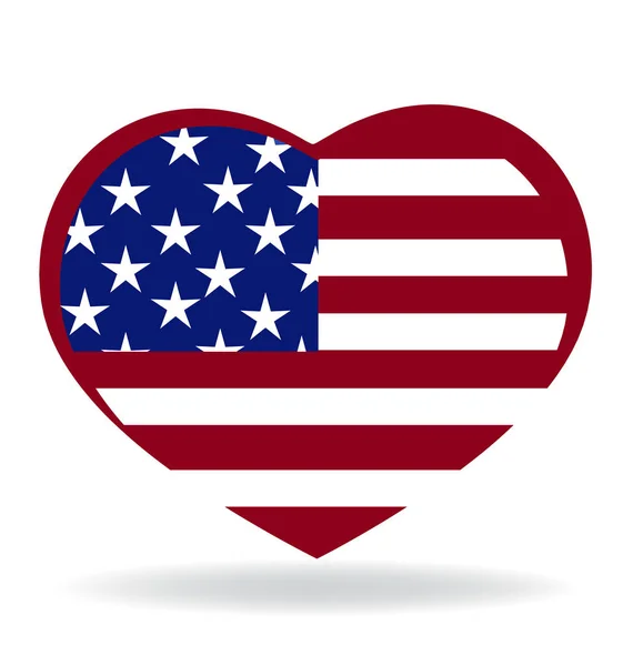 Corazón amor USA símbolo de la bandera — Vector de stock