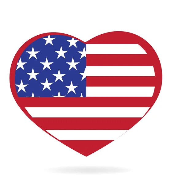 Heart love USA flag logo — Stock Vector