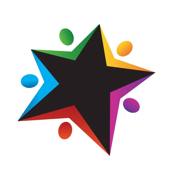 Travail d'équipe personnes étoile forme logo — Image vectorielle