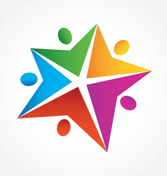Teamwork people star shape logo — Stock Vector