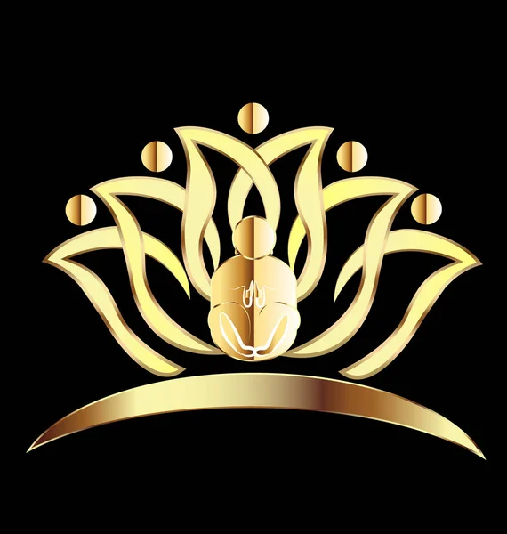 Logotipo da flor de lótus ioga ouro — Vetor de Stock