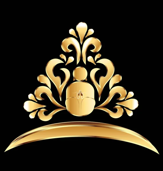 Buda de ouro e lis logotipo da flor — Vetor de Stock