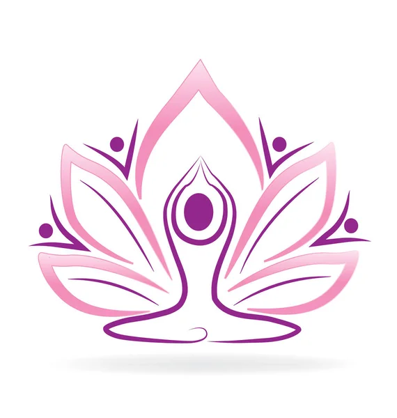 Lotus travail d'équipe yoga personnes logo — Image vectorielle