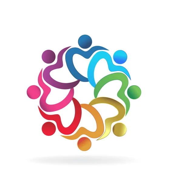 Logo travail d'équipe coeur amour — Image vectorielle