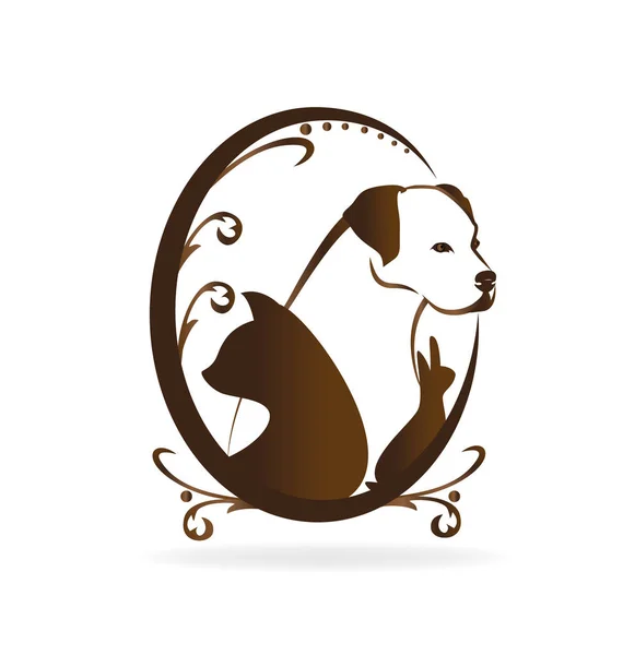 Котячий собака кролик вінтажний логотип — стоковий вектор