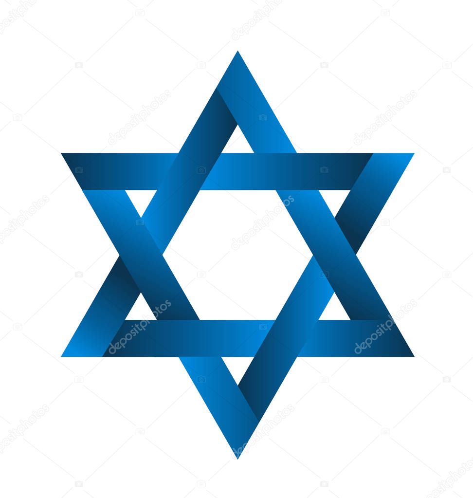 Star blue ribbon jewish symbol image vector design