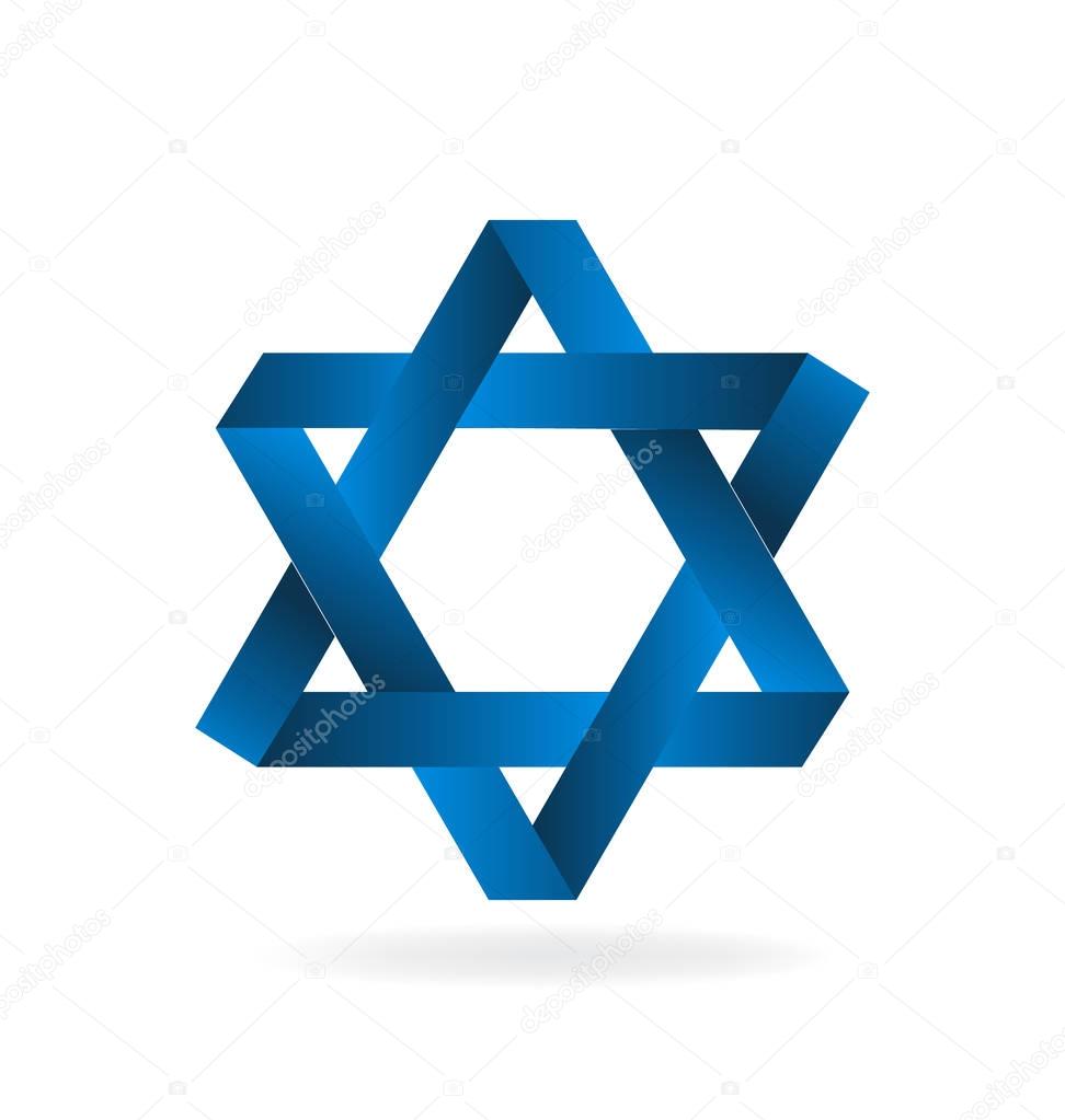 Star blue ribbon jewish symbol image vector design