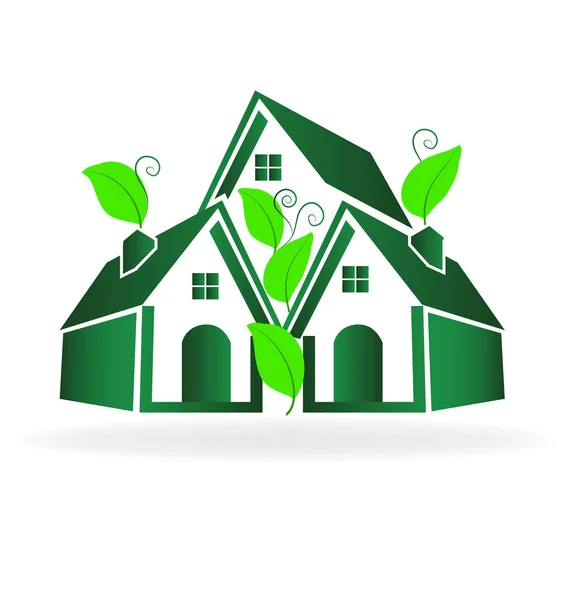 Logo vektör yeşil evler — Stok Vektör