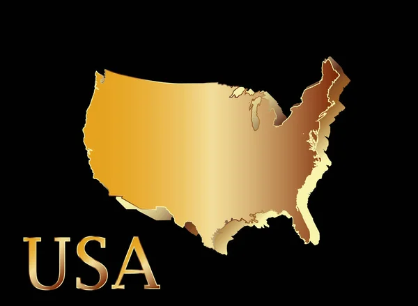 U.S.A mappa 3D dorata Stati Uniti d'America . — Vettoriale Stock