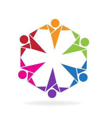 İnsanlar origami stil logosu sarılma logosu