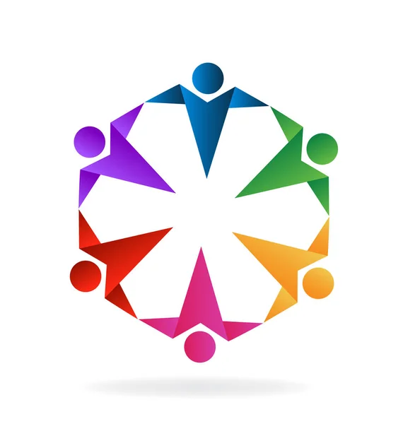 Logo teamwerk mensen origami stijl — Stockvector