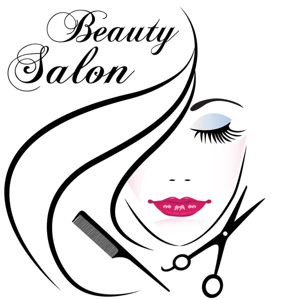 Visage de jolie femme salon de beauté logo vecteur — Image vectorielle