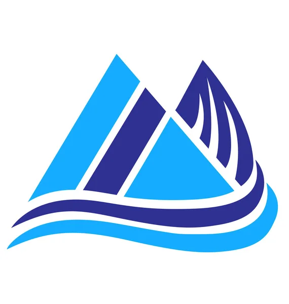 Logo azul montañas — Archivo Imágenes Vectoriales