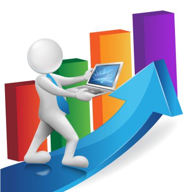 3D adam ve büyüyen ok logosu 