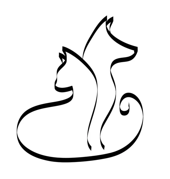 Logotipo de silhueta de cão e gato — Vetor de Stock