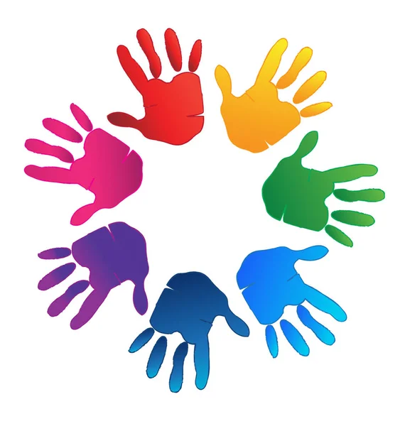 Logo du travail d'équipe mains — Image vectorielle