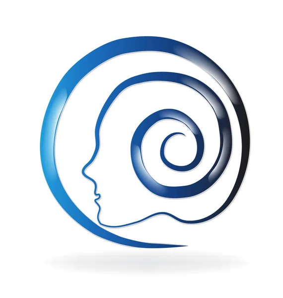Beyin girdap mavi logo — Stok Vektör