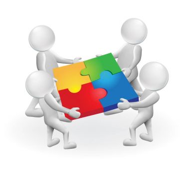 3D beyaz insanlar adam bulmaca çözümü ile