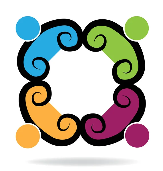 Travail d'équipe tourbillonnant logo des gens d'affaires — Image vectorielle