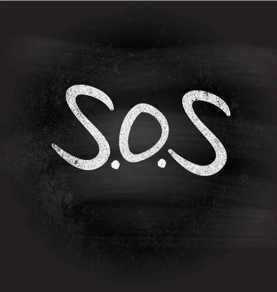 SOS tiza palabra grunge en pizarra — Vector de stock