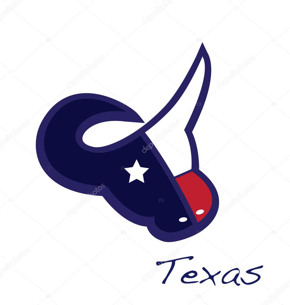 Texas map on a bull head vector logo 