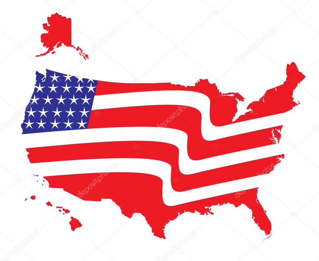 US Flag Map Logo
