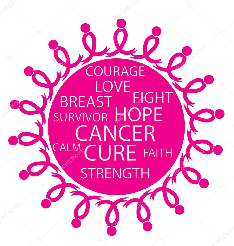Awareness breast cancer teamwork logo vector image template