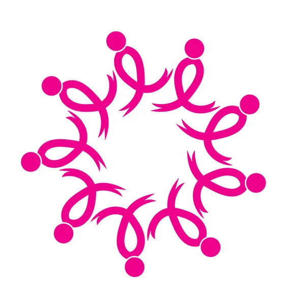 유 방 암 팀웍 핑크 리본 로고 — 스톡 벡터