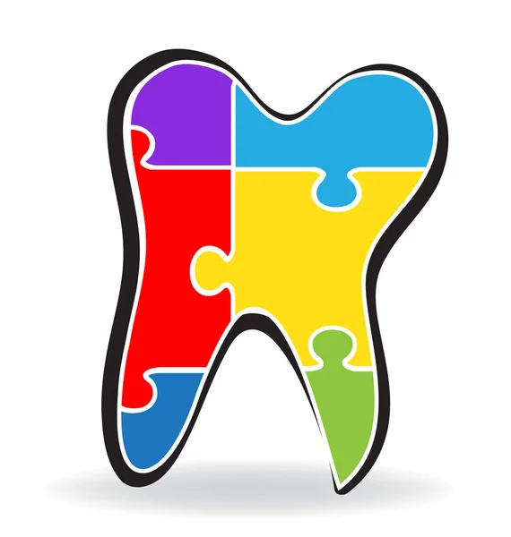 Tooth puzzle logo icon — Stock Vector