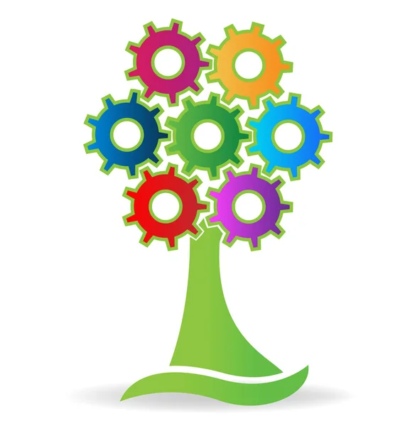 Logotyp färgglada träd redskap ikonen — Stock vektor